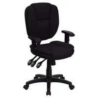 Ergonomic Mid-Back Black Organization Swivel Office Chair with Triple Paddle Control Pillow Top Cushioning &amp; Arms Contemporary
