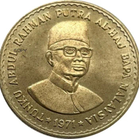 Malaysia 1971 100 RINGGIT TUNKU ABDUL RAHMAN PUTRA AL HAJ BAPA Gold Coin Brass Metal Copy Coins