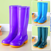 最新款高筒雨鞋女式水鞋加絨保暖雨靴防水防滑牛筋底膠鞋夏天輕便
