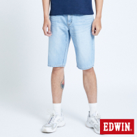 EDWIN 503 五袋式仿舊水洗 牛仔短褲-男-漂淺藍