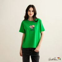 【Arnold Palmer 雨傘】女裝-胸前心形品牌LOGO刺繡T恤(綠色)