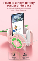 หูฟังบลูทูธหูฟังบลูทูธ V5.3ไร้สายหูฟังครอบหูแบบพับได้ Fox EAR SHELL พร้อมไฟ LED สำหรับคอมพิวเตอร์แล็