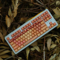 ECHOME Autumn Maple Leaf Theme Keycap Full Set PBT Dye Subbed Anime Keyboard Cap Cherry Profile Key Cap for Mechanical Keyboard