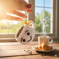 Amigurumi Keychain Gantungan Kunci Coffee Cup Mini Lucu dan Unik dengan bahan benang cotton bali
