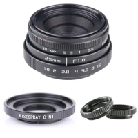 RISESPRAY Mini 25mm f/1.8 APS-C CCTV Lens+adapter ring+2 Macro Ring for for NIKON1 Mirroless Camera J1/J2/J3/J4/J5