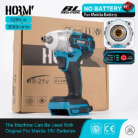 Hormy Brushless Cordless Electric Impact Wrench 520N.m Driver Motor Hand Drill Screwdriver Power Tool For Makita 18V Battery