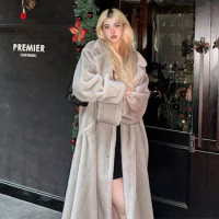 Sandro Rivers New French Fur Long Women's Coat Loose Fur Coat Profile Fur Coat for Women