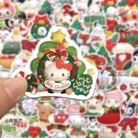 62Pcs Sanrio Hello Kitty Christmas Tree Stickers Cinnamoroll Kuromi Melody Waterproof Luggage Sticker Ornaments Decorations Gift