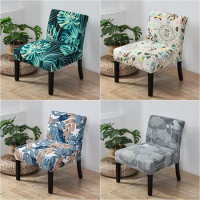Accent Armless Chair Cover Plants Leaves Single Sofa Stool Slipcover Nordic Stretch Chair Covers Elastic Couch Protector Cover