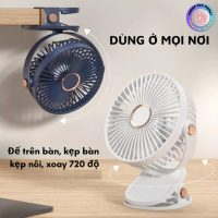 Quạt mini sạc điện 10000 MAH quạt kẹp,GF07 Quạt máy tính để bàn,Điều chỉnh tốc độ 4 tốc độ xoay 720°