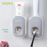 ECOCO Waterproof Toothpaste Squeezer Automatic Toothpaste Dispenser Wall Mount Bathroom Bathroom Accessories Toothbrush Holder