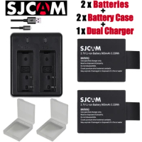2pcs SJCAM sj8000 batteries + 2Pcs Batteries Case +USB Dual Charger for SJCAM sj4000 sj5000 sj6000 sj7000 sj8000 WIFI camera M10