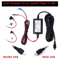 3.2m 12v-24v to 5v 2.5A Mini Micro USB Car Dash Camera Charger Adapter Cam Hard Wire DVR Hardwire Kit for 70Mai YI 360