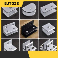 BJTOZS 2pcs 90degree Zinc Square Type Glass Clamp Shelf Mirror Fixed Bracket Wall Mount Support Stand Holder Clamps