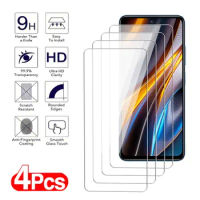4Pcs Anti-Burst Tempered Glass For Xiaomi Poco NFC X4GT X5 F3 F4 F5 Pro Screen Protector POCO M3 M4 M5 Protective Glass Film