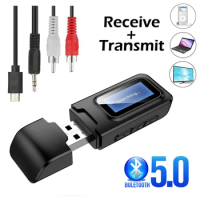 USB Bluetooth 5.0 Audio Transmitter Receiver LCD Display 3.5MM AUX RCA Stereo Wireless Adapter Dongle For PC TV Car Headphones