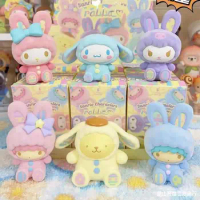 Anime Sanrio Blind Box Rabbit Series Flocking Cinnamoroll Kurumi Trend Toys Mini Figure Decoration Birthday Birthday Gifts