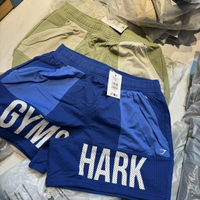 Gymshark 5 "กางเกงขาสั้นตาข่ายสองชั้นแบบประกบกันแห้งเร็วกางเกงขาสั้นมีซิปสำหรับฤดูร้อน