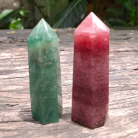 Bundling Strawberry Quartz Merah & Hijau in mini tower 8cm, untuk duo afirmasi kebersamaan dan harmo