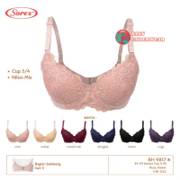 Sorex - BH/Bra Silky Renda Big Cup Pretty Flowers 9817 (Bahan Nilon Mix, Tanpa Kawat, Busa Sedang, K