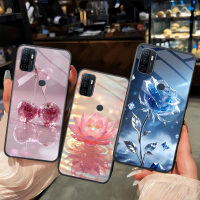 Ốp lưng cho OPPO A53 mặt lưng kính cường lực sáng bóng, thiết kế pha lê lấp lánh