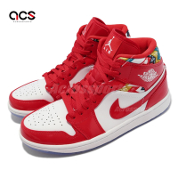 Nike 休閒鞋 Air Jordan 1 Mid SE 男鞋 經典款 喬丹一代 漆皮 舒適 穿搭 紅 白 DC7294-600