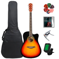 IRIN 6 Strings 21 Frets Acoustic Guitar 41 Inch Basswood Body Folk Guitarra with Tuner String Bag Capo Guitar Parts &amp; Accessory