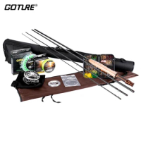 Goture Fly Fishing Reel Rod Set with Fly Line Lures Bag Full Kit 5/6 7/8 Fly Reel Rod Combo Fishing Accessories
