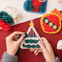 聖誕 DIY編織木吊飾 材料包 繞線畫 裝飾 掛件 兒童手作 裝飾道具 派對佈置 耶誕節【BlueCat】【XM0656】