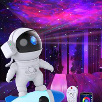 Astronaut Galaxy Starry Sky Projector Night Light Remote Control Rocket Nebula Projection Lamps For Bedroom Christmas Kids Gift