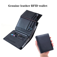 Men's Genuine Leather Wallet Credit Card Holder Top Layer Cowhide RFID Anti-theft Anti-magnetic 70% 