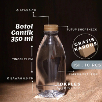 Botol Plastik Cantik 350 ml. Botol Minuman Jus, Jellydrink, Susu Kurma, Air Lemon, Es Pudot Ukuran 3