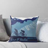 Giro D' Italia Retro Passo Dello Stelvio Cycling Poster Throw Pillow