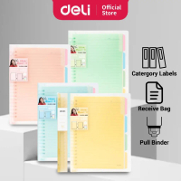 Deli Loose Leaf Binder Notebook Sampul Lutsinar Estetik Berwarna-warni Boleh Diisi Semula Siri DNA A