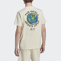 Adidas As Tee HL9240 男 短袖 上衣 T恤 運動 休閒 地球 寬鬆 舒適 棉質 國際尺寸 米