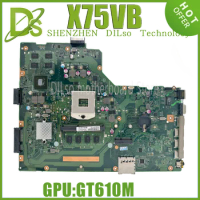 KEFU X75VB Notebook Mainboard For ASUS X75V X75VC X75VB X75 Laptop Motherboard 4GB-RAM GT610M/GT720M Support i3 i5 100% test ok