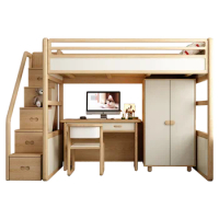 Combined Bed Books Bed Cabinets under Bed with Desk Wardrobe Children's Bed Adult Upper and Lower Bunk Bedroom Furniture