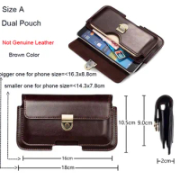 Dual Pouch Leather Belt Clip Mobile Phone Case For iPhone 8/8 Plus,Wiko View XL/Harry/Kenny/Jerry Max/U Pulse/Wim/K-Kool/Lenny3