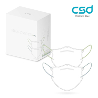 【CSD中衛】-成人立體醫療口罩-3D Simply White SS24 彩色耳帶編織款-若芽綠、露草藍(30片/盒)