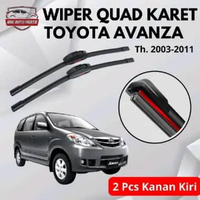 Wiper Quad Blade Mobil Toyota Avanza Tahun 2003-2011 Model Framelees 4 Karet Anti Baret