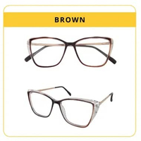 Kacamata Lensa Photocromic Wanita Kacamata Bingkai Titanium Cat Eye -PC012 BROWN