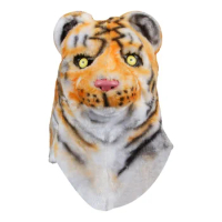 PlushTiger Headgear Mascot Costume Siberian Tiger Mouth Movable Masquerade Headgear Halloween Props