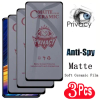 3Pcs Matte Ceramic Privacy Film For Xiaomi Redmi 12 9A 10C 10A Screen Protectors For Mi 10T 11 Lite 11X 11T Pro Anti-spy Film