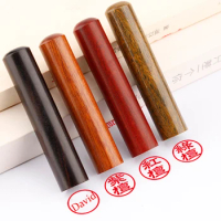 Customize English Chinese Wood Name Stamp for Hand Account Chop For Friend Children Student Portable Personal Picture Seal
