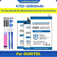 100% Original LOSONCOER 4700-16500mAh Battery For OUKITEL K3 Plus K5 K6 K7 K8 K9 K10 K12 K13 Pro K15 Plus Mobile Phone Battery
