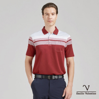 【Emilio Valentino范倫鐵諾】男裝吸排涼感彈性短袖POLO衫-紅/白(21-4V8828)