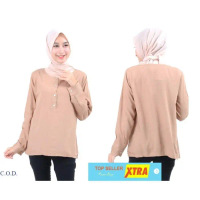 Baju Blouse Olan Mocca SW Blouse Wanita rayon bangkok mocca Kekinian@@ Muslim Kancing Atasan Crinkle