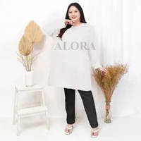 TUNIK KAOS JUMBO POLOS - TUNIK KAOS WANITA POLOS LD 120 cm - LD 130 cm - LD 140 cm 2XL WHITE