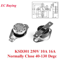 5pc KSD301 250V 10A 16A Normally Close Thermostat Temperature Thermal Control Switch Sensor 40 50 60 70 80 90 100 110120 130DegC