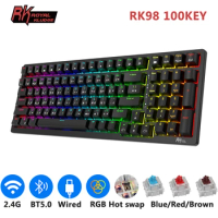 RK Royal Kludge RK98 2.4G Wireless Gaming Mechanical Keyboard 100 Keys RGB Backlight Hot-swappable Bluetooth Russian Keyboard